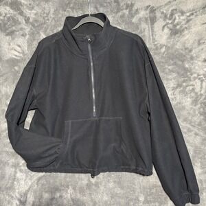 Abercrombie and Fitch Soft Af Collection Half Zip Sweatshirt Crop Cinch Black Lg